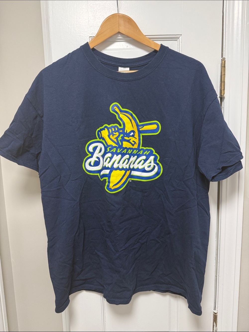 Gildan Navy Tee with Yellow & Lime Savannah Bananas Logo